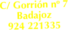  
C/ Gorrión nº 7
Badajoz
924 221335